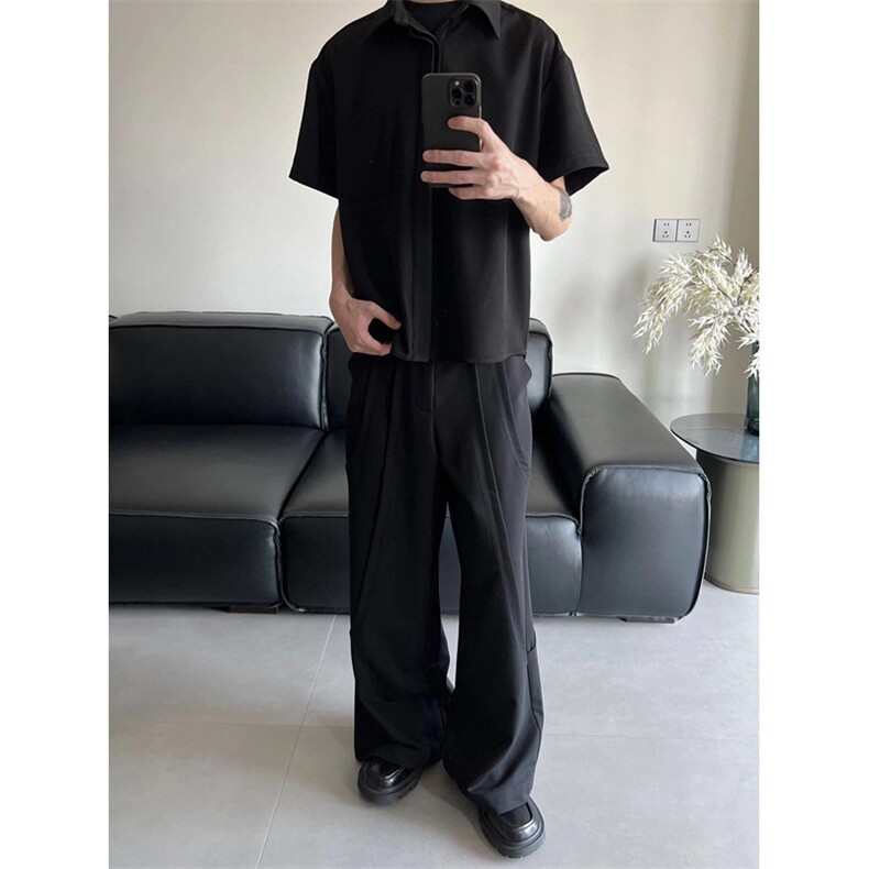 冰丝裤子男夏季薄款直筒宽松垂感阔腿长裤透气休闲裤K992,男装休闲裤,星座1116A（原606A-3）