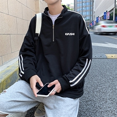 hiphop立领卫衣潮牌2021半拉链上衣宽松高级感薄款外套W1301-P38，男装卫衣，星座512-2