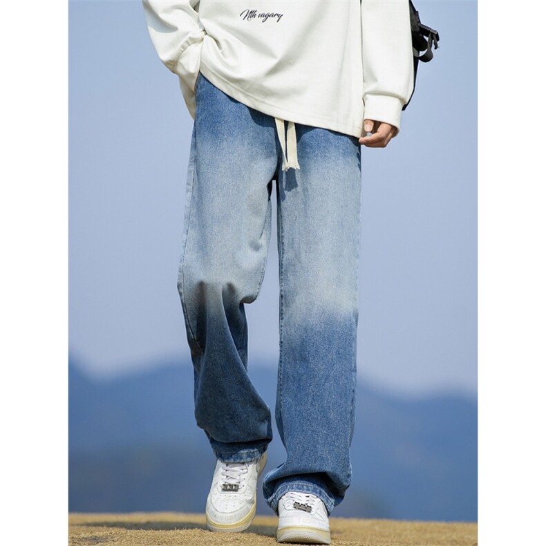 1506-1/K6011/P42原版质量蓝色灰色松紧腰直筒牛仔裤男女同款，男装牛仔裤，星座1506-1