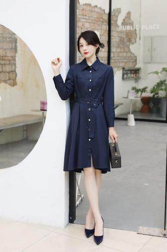风衣式连衣裙简单大气不挑人穿设计感强，女装风衣，宫廷韵色