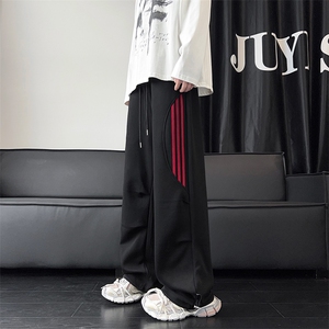 02秋新款简约百搭三条扛运动卫裤宽松直筒裤子XZ211-1-K2444-P55图片