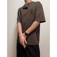 夏季日系圆领拼接设计短袖情侣款复古潮流休闲短袖TA68-P52，男装T恤，星座208-5