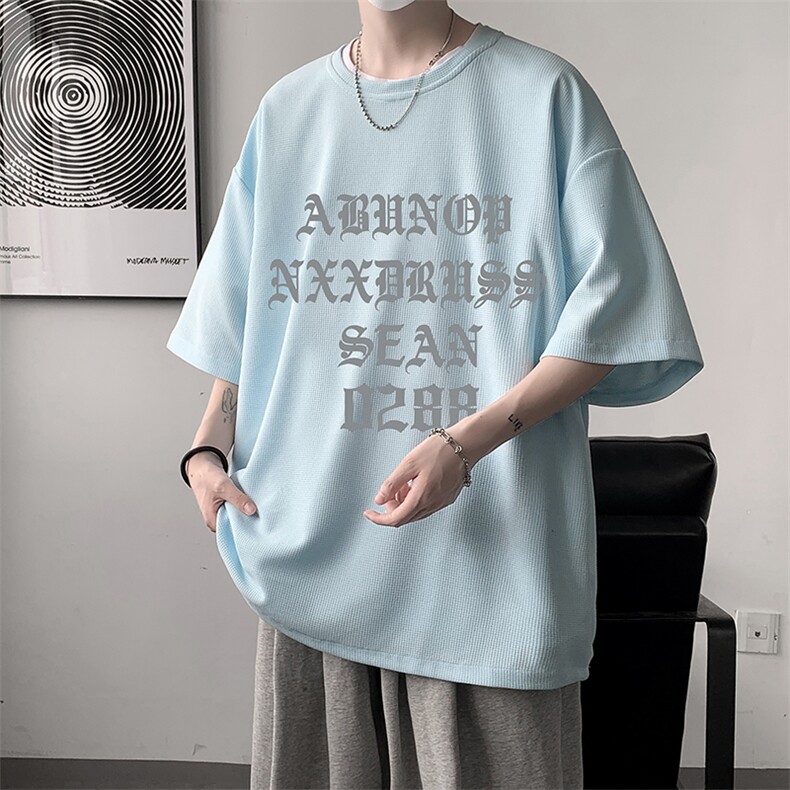 华夫格t恤男短袖男大码五分袖大皂风HT73307-P22,男装T恤,电商A040
