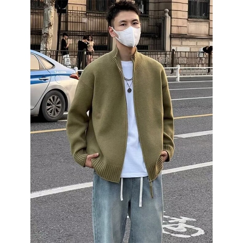 秋冬季新款男士立领拉链针织时尚修身拉链上衣简约净版气质外套潮,女装短外套,星座506A