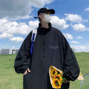 半拉链冲锋衣男秋季日系潮牌户外外套oversize套头夹克JK266-p43图片