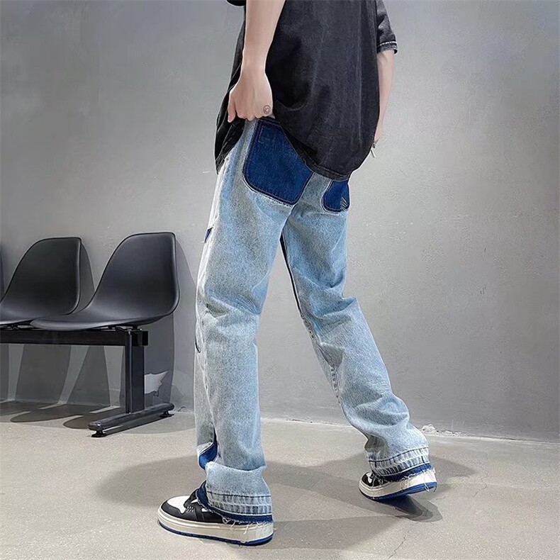 夏季美式街头牛仔裤男ins潮牌设计感小众vibe风炸街裤子N0810-P50,男装牛仔裤,星座308B-1