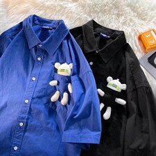 夏季短袖衬衫宽松休闲配小熊LC64P32图片