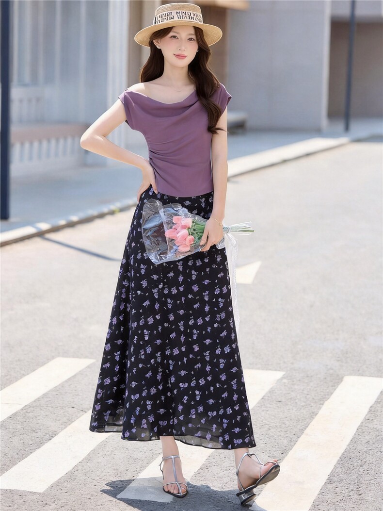 巨好看漂亮两件套装女2026年夏季新款气质显瘦碎花上衣半裙一整套,女装套装/套裙,意芙