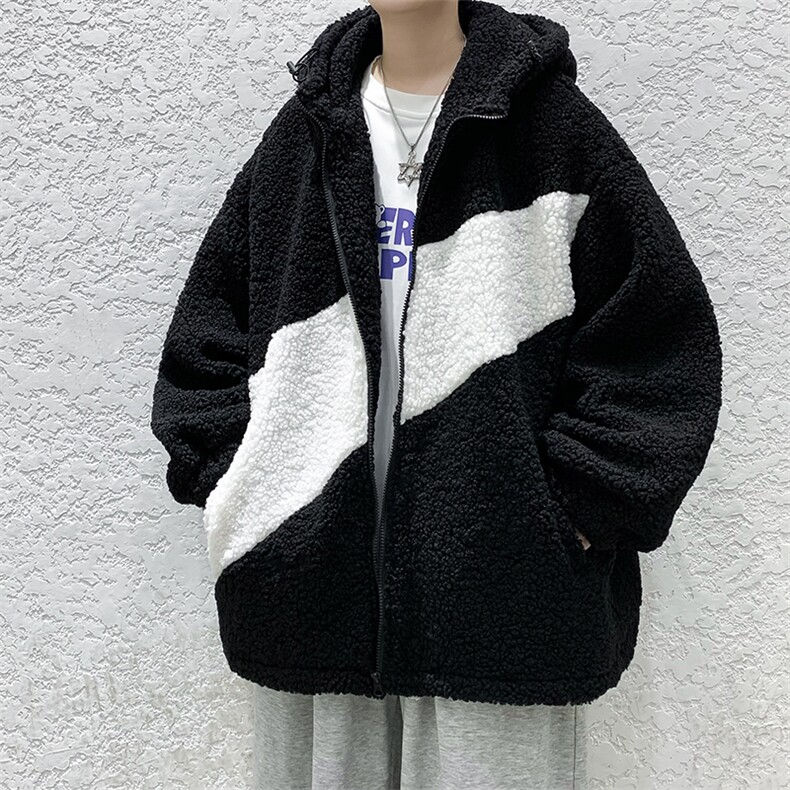 DM71-P95冬装现货港风宽松休闲羊羔毛中性情侣棉衣棉袄图片