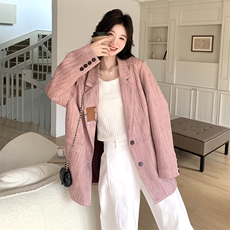 休闲粉色气质西装外套女春秋2025新款超火百搭今年流行设计感西服，女装西装，2C232