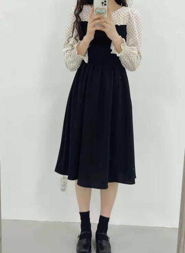 现货秋款假两件连衣裙，女装连衣裙，晗梦轩