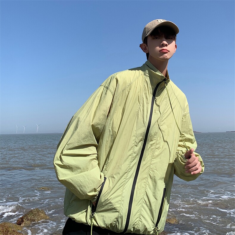 夏季防晒衣男式宽松潮牌外套男女款复古薄款运动夹克冲锋衣,男装夹克,星座410-7