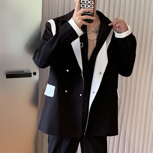 西装男轻熟风设计感小众撞边领西服高级感炸街外套LY57P60图片
