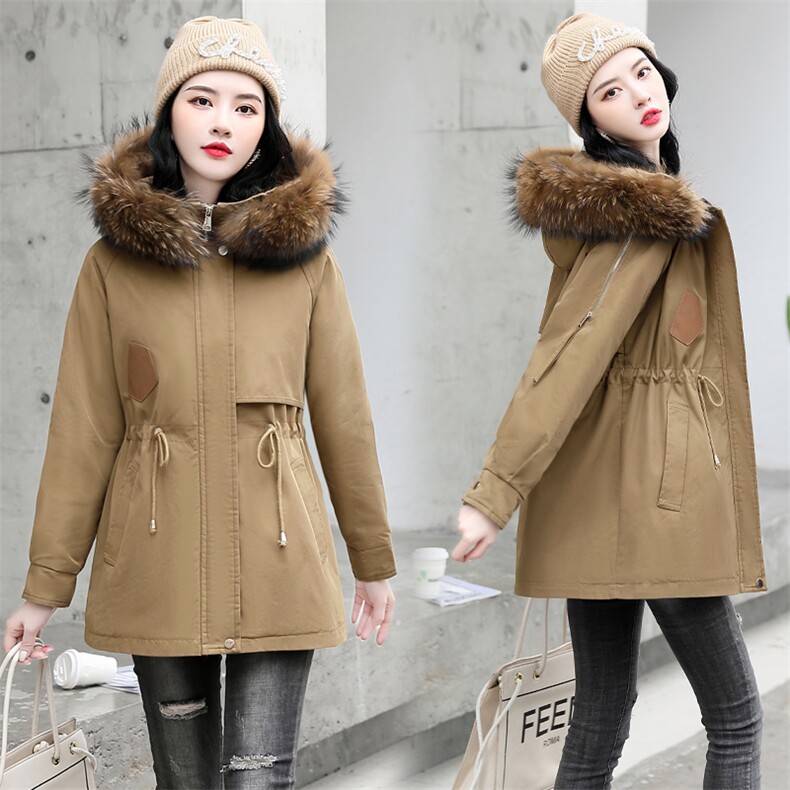 派克服女中长款2024年新款冬装小个子加厚加绒保暖棉服棉袄外套潮图片
