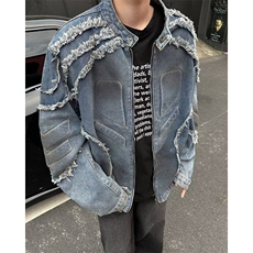 水洗毛边牛仔外套男春秋新款美式N1239P88，男装夹克，星座1116-2
