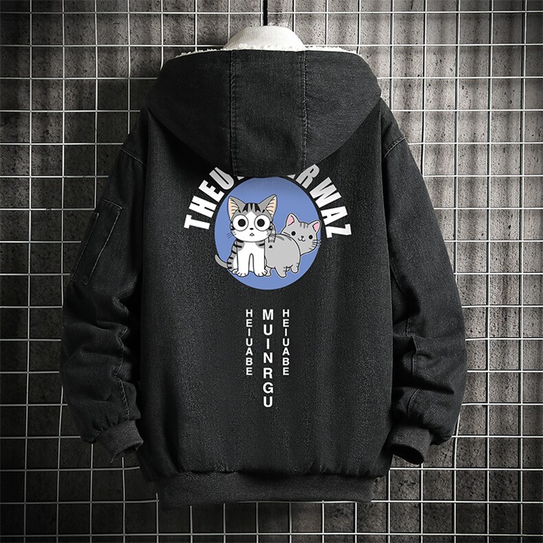 NM53160-P140牛仔外套男大码加厚加绒衣男羊羔毛服男网格,男装棉衣,电商A040A