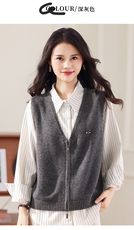 2025秋冬新款舒适百搭简约软糯时尚v领马甲针织衫，女装针织衫/毛衣，美雪羊绒