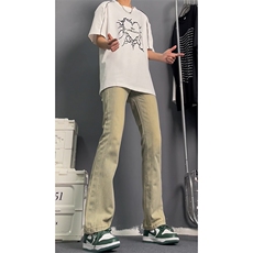 美式高街vibe拼接黄泥牛仔裤修身直筒裤XZ310A-4-NZ27，男装牛仔裤，星座310A-4