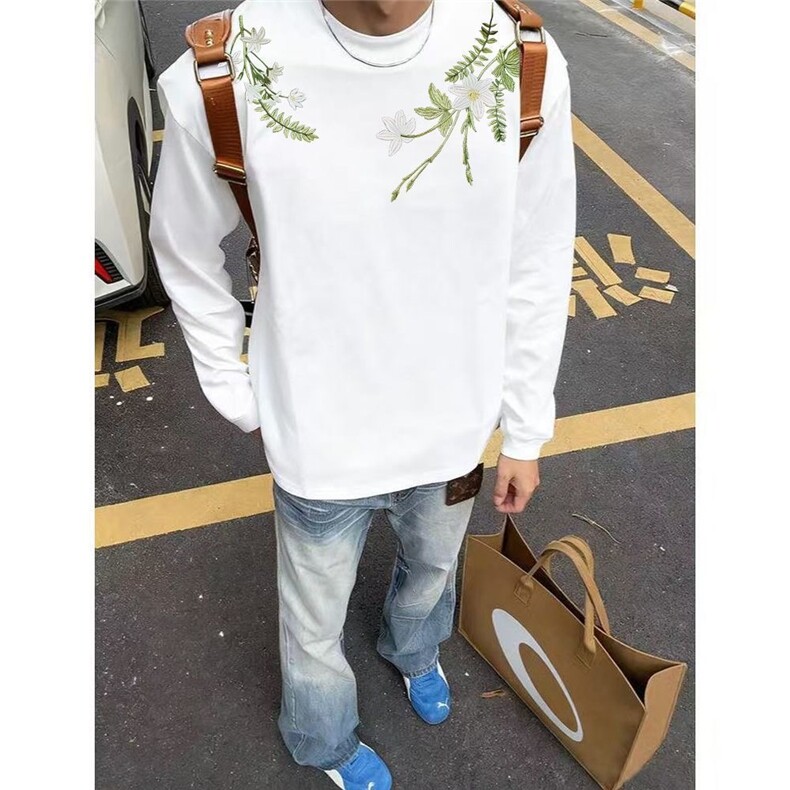 刺绣花卉圆领卫衣男女秋冬新款宽松套头青少年上衣AW25P33，男装卫衣，星座1013-5