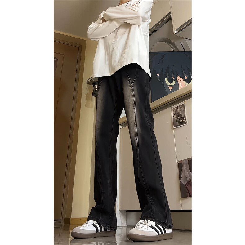 春季加长牛仔裤男高个子188cm110水洗复古渐变拼接裤子KZ014P63,男装牛仔裤,电商B312