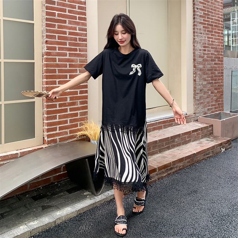 （现货）韩版宽松拼接荷叶边鱼尾T恤连衣裙88613-p115-k168,女装连衣裙,2C317A