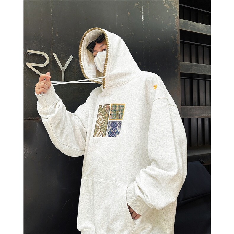 复古刺绣连帽卫衣男女秋冬民族风设计感潮帽衫上衣潮春秋冬，男装民族服装，星座716-2