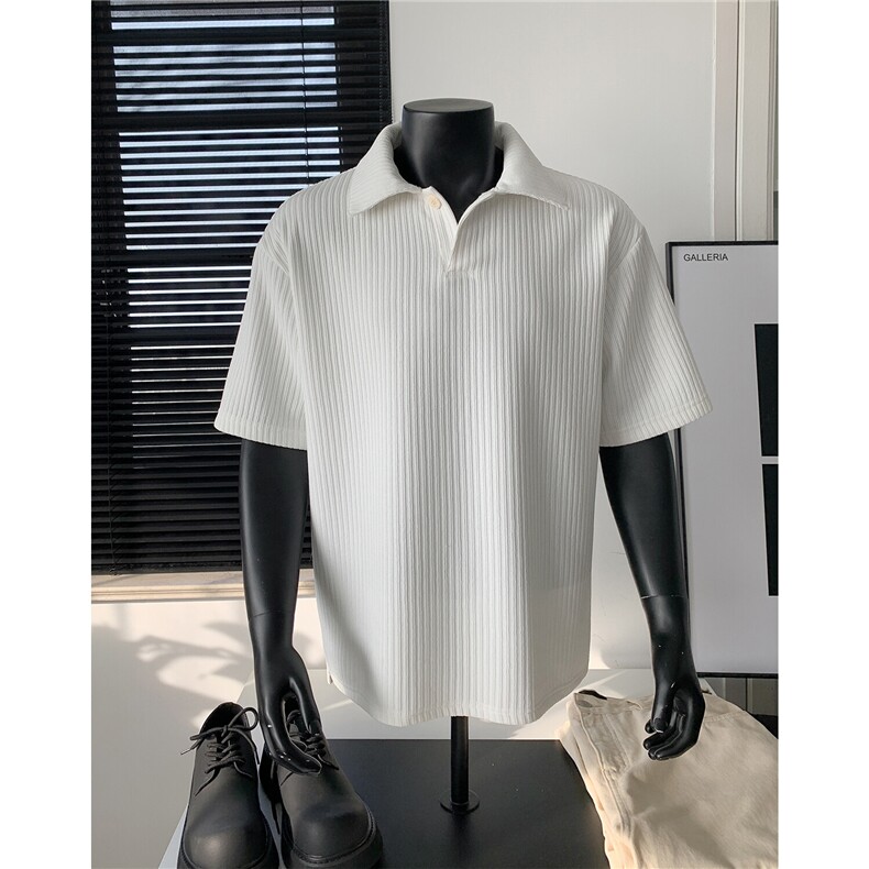 夏装2025新品300克重磅坑条翻领POLO衫男装夏季短袖T恤S403-特P38,男装T恤,电商A233-1