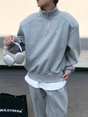 WY07-P68华棉垫肩美式卫衣宽松百搭运动上衣外套立领打底衫，男装卫衣，电商B327