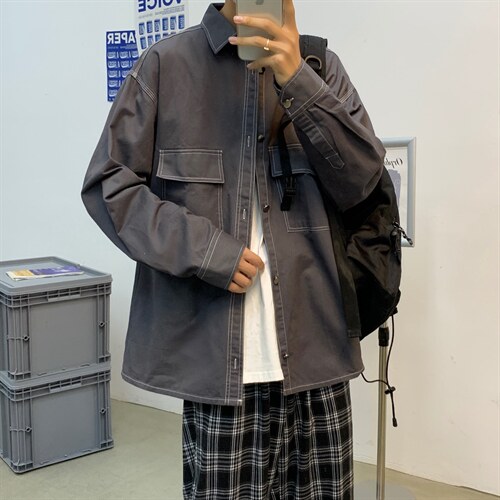 秋装新款纯色长袖衬衣男工装大码衬衫A338-1C91P50,男装衬衫,电商D325