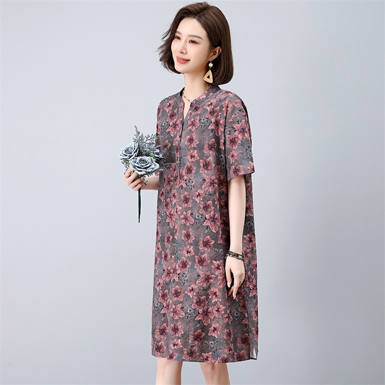 2025夏季新款时尚气质显瘦休闲舒适复古连衣裙，女装衬衫，独衣靓