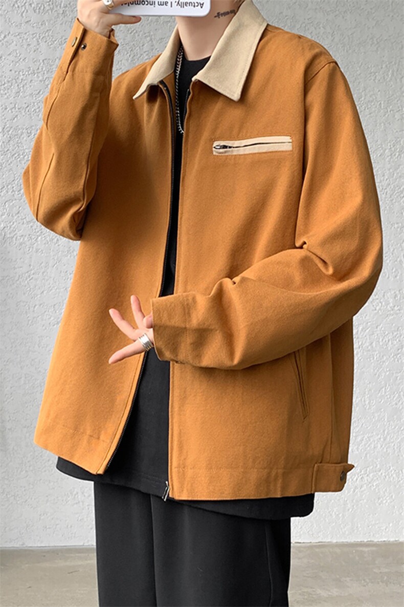 8XL-M春季水洗帆布短款夹克男生vintage美式复古工装外套JK003P98,男装夹克,电商B312