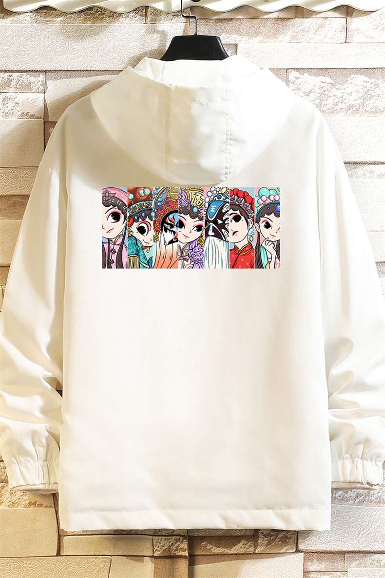 JK65250-P45京剧脸谱风连帽夹克男大码胖子棒球服上衣砖墙,男装夹克,电商A040A