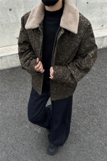 羊羔毛翻领棉衣男女同款豹纹保暖上衣GS65002，男装棉衣，星座1206（原A206）