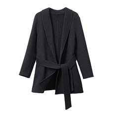 新款时尚女士青果领短款百搭简约100羊毛大衣，女装毛呢外套，高哲羊绒