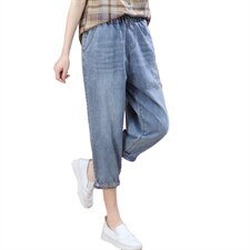 2022夏季新款时尚气质大方潮流简约牛仔裤，女装牛仔裤，丽影随形