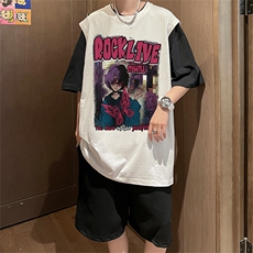 直播品质美式宽松纯棉背心无袖t恤短裤大码两件套套装TZ73-P58，男装T恤，电商A486