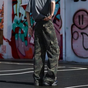 美式高街迷彩工装裤男款秋季高级感降落伞兵裤子宽松休闲阔腿裤图片