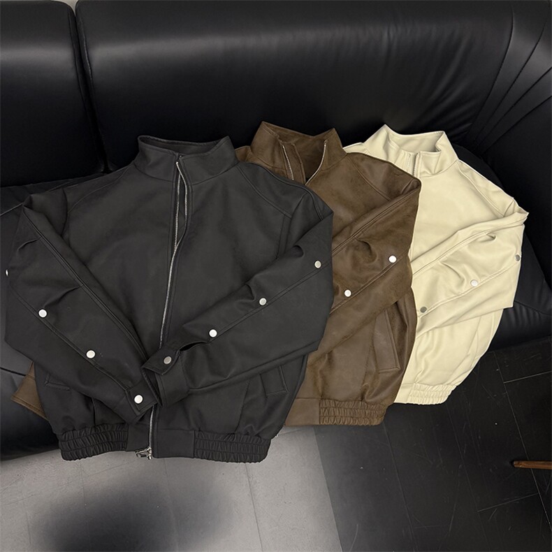 高品质软蛋白皮春季夹克W2828P115M-3XL,男装夹克,电商C313