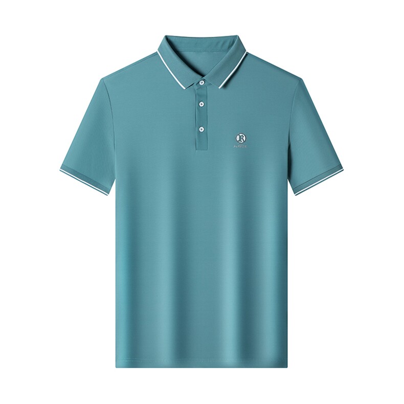 夏季纯色Polo衫商务休闲体恤半袖翻领上衣服高端新款男士短袖T恤图片