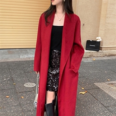 2025秋冬百搭时尚大青果领大衣舒适软糯保暖，女装双面呢大衣，荣图大衣