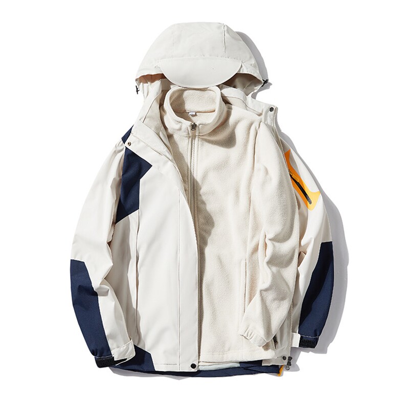 三合一户外冲锋衣两件套摇粒绒内胆登山港风防水冲锋衣W5523P100,男装夹克,电商A128