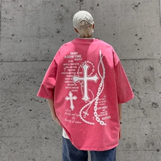 高街水洗做旧蜡染潮牌宽松短袖t恤美式复古517A-2-SX211-P38，男装T恤，星座517A-2