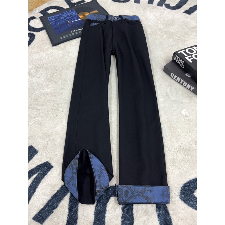 B221美式高街宽松拼接牛仔裤黑色50%棉 50%聚酯LK25520-特P45控78图片