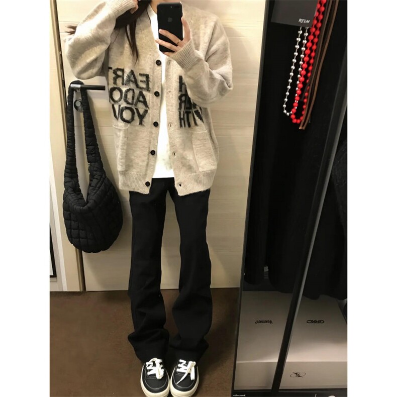 cleanfit黑色弯刀牛仔裤男款秋冬美式加绒显瘦裤子修身直筒微喇裤,男装针织衫/毛衣,星座1007（原301D）
