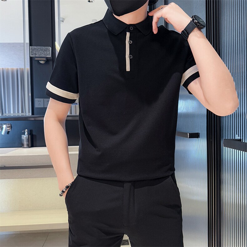 2025夏季新款织带设计短袖T恤翻领Polo衫-F9461-P53，男装T恤，电商D342
