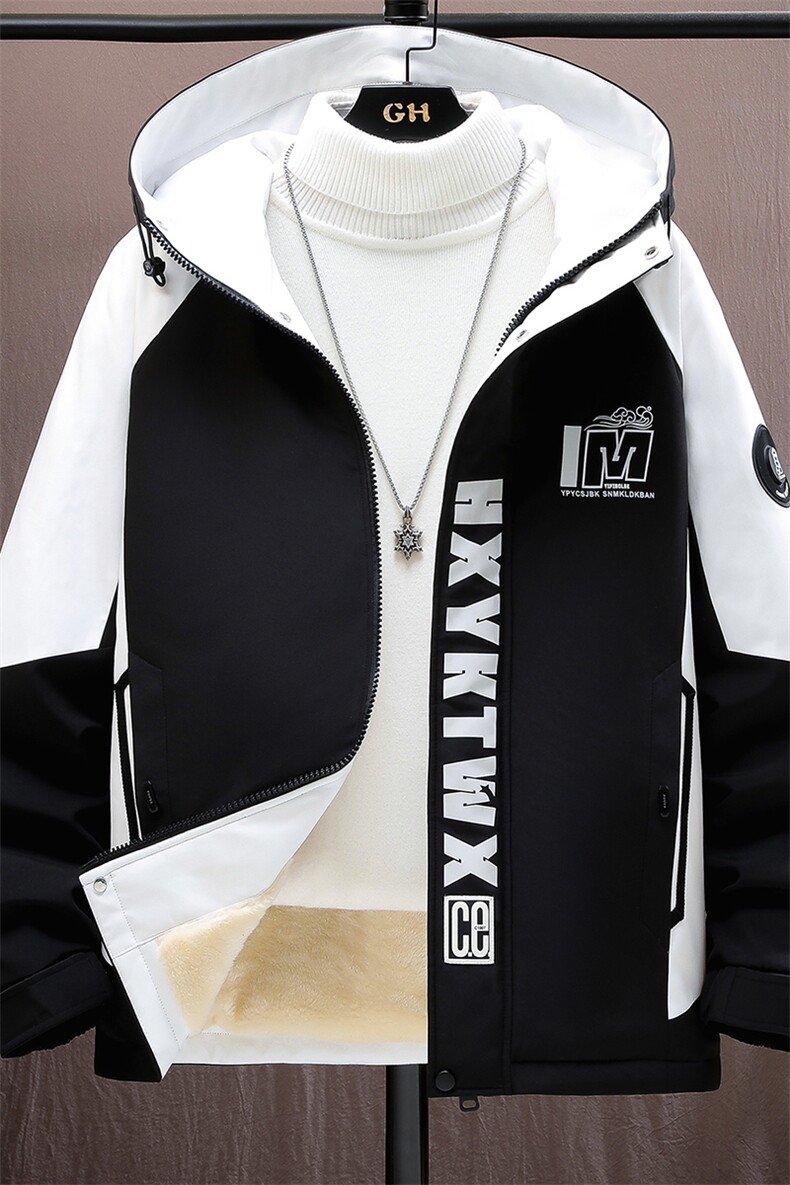 加绒加厚连帽夹克男秋冬时尚潮流加厚棉衣男外套MY1686-P73,男装夹克,星座310B-3
