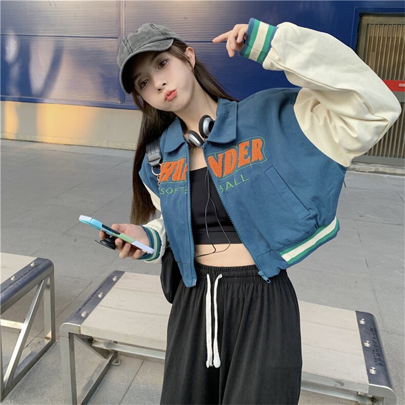 设计感小众复古美式刺绣短款棒球服辣妹薄款外套女E654-P65,女装短外套,星座911-2(原星座613-2）
