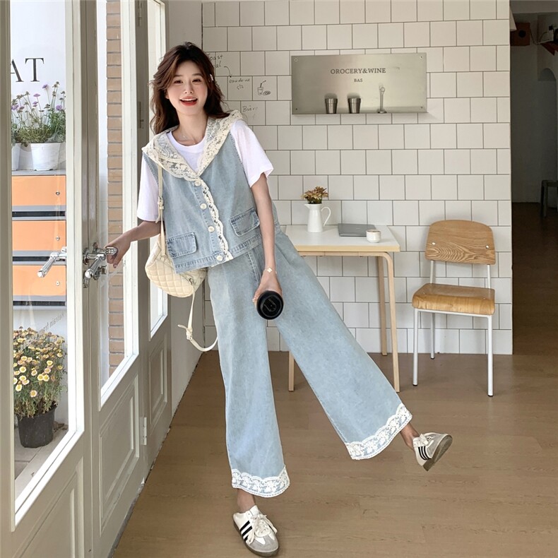夏装新款！大量现货！蕾丝拼接牛仔三件套2C133-8920P180K248,女装套装/套裙,2C133