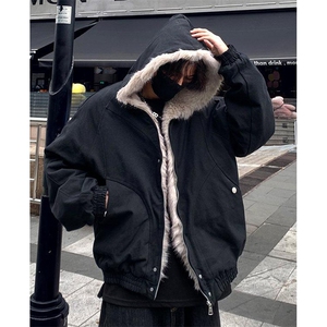 现货高品质美式高街冬季重磅硬挺短款座山雕毛领棉衣男女加厚外套图片