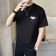 夏季短袖T恤男店主风2025新款高级刺绣纯色半袖体恤B317/8072/P55，男装T恤，电商B317